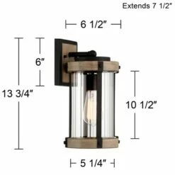 Cheapest ✔️ John Timberland Rustic Outdoor Wall Light Fixture Black Metal Gray Wood Finish 13 3/4" Clear Glass Exterior House Porch Patio Deck Garage 👍 -Outdoor Lighting Store unnamed file 3932