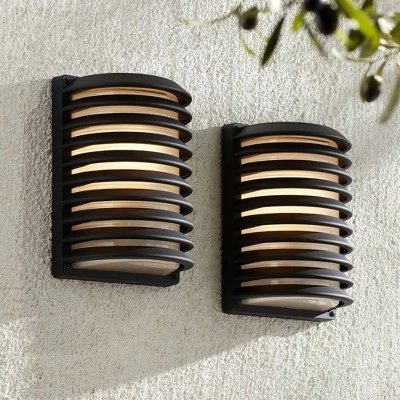 Discount 🥰 John Timberland Modern Industrial Outdoor Wall Lights Fixtures Set of 2 Black 10" Frosted Glass Exterior House Porch Patio Outside ❤️ 3 Discount 🥰 John Timberland Modern Industrial Outdoor Wall Lights Fixtures Set of 2 Black 10" Frosted Glass Exterior House Porch Patio Outside ❤️