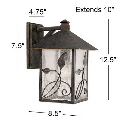 Best Pirce ⌛ Franklin Iron Works Country Cottage Wall Light Fixture French Bronze Leaf and Vine Motif 12 1/2" Clear Seedy Glass for House Porch 🔥 4 Best Pirce ⌛ Franklin Iron Works Country Cottage Wall Light Fixture French Bronze Leaf and Vine Motif 12 1/2" Clear Seedy Glass for House Porch 🔥 - Image 3