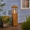 Promo 🥰 47" Claudine Standing Acacia Wood Candle Outdoor Lantern Teak - Christopher Knight Home 🧨 -Outdoor Lighting Store unnamed file 398
