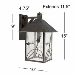 Hot Sale ⌛ Franklin Iron Works Country Cottage Outdoor Wall Fixture French Bronze Leaf and Vine Motif 15" Clear Seedy Glass for House Porch 🔔 -Outdoor Lighting Store unnamed file 3988