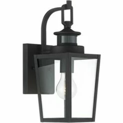 Promo 🎉 Possini Euro Design Modern Outdoor Wall Light Fixture Textured Black 14" Clear Glass Motion Sensor Exterior House Porch Patio Deck 👍 -Outdoor Lighting Store unnamed file 4004