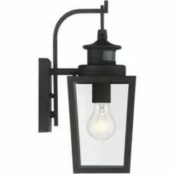 Promo 🎉 Possini Euro Design Modern Outdoor Wall Light Fixture Textured Black 14" Clear Glass Motion Sensor Exterior House Porch Patio Deck 👍 -Outdoor Lighting Store unnamed file 4005
