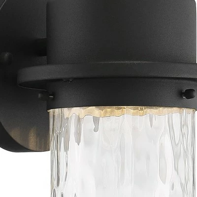 Cheapest ✔️ Possini Euro Design Modern Outdoor Wall Light Fixture LED Textured Black 9 1/4" Clear 🔨 Hammered Glass for House Porch Patio Deck ❤️ 4 Cheapest ✔️ Possini Euro Design Modern Outdoor Wall Light Fixture LED Textured Black 9 1/4" Clear 🔨 Hammered Glass for House Porch Patio Deck ❤️ - Image 2