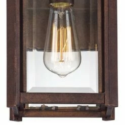 Outlet 💯 Franklin Iron Works Rustic Farmhouse Outdoor Wall Light Fixture Bronze 12 1/2" Clear Beveled Glass Panel for Exterior House Porch ⌛ -Outdoor Lighting Store unnamed file 4035