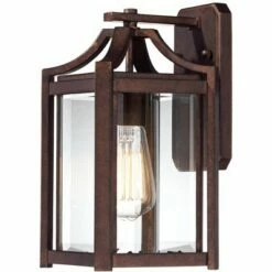 Outlet 💯 Franklin Iron Works Rustic Farmhouse Outdoor Wall Light Fixture Bronze 12 1/2" Clear Beveled Glass Panel for Exterior House Porch ⌛ -Outdoor Lighting Store unnamed file 4037