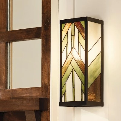Discount ⌛ 16.25" Stained Glass 1-Light Rectangular Mission Style Outdoor Light Wall Sconce - River of Goods 👏 3 Discount ⌛ 16.25" Stained Glass 1-Light Rectangular Mission Style Outdoor Light Wall Sconce - River of Goods 👏