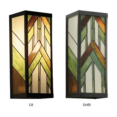 Discount ⌛ 16.25" Stained Glass 1-Light Rectangular Mission Style Outdoor Light Wall Sconce - River of Goods 👏 6 Discount ⌛ 16.25" Stained Glass 1-Light Rectangular Mission Style Outdoor Light Wall Sconce - River of Goods 👏 - Image 4