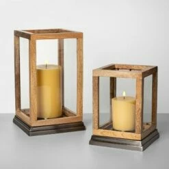 Best Pirce ❤️ Hearth & Hand With Magnolia Wood & Glass Lantern - Hearth & Hand™ with Magnolia 👏 -Outdoor Lighting Store unnamed file 405