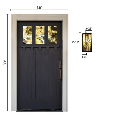 Discount ⌛ 16.25" Stained Glass 1-Light Rectangular Mission Style Outdoor Light Wall Sconce - River of Goods 👏 7 Discount ⌛ 16.25" Stained Glass 1-Light Rectangular Mission Style Outdoor Light Wall Sconce - River of Goods 👏 - Image 5