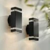 Budget 😀 Possini Euro Design Possini Euro Modern Outdoor Wall Light Fixtures Set of 2 Black Aluminum 10 1/2" Clear Glass for Exterior House Porch Patio Outside 🧨 -Outdoor Lighting Store unnamed file 4072