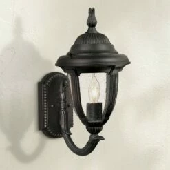 New 🥰 John Timberland Traditional Outdoor Wall Light Fixture Upbridge Black 14 3/4" Seedy Glass for Exterior House Porch Patio Deck 😉