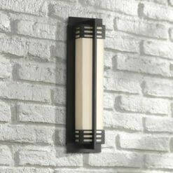 Promo ๐ Possini Euro Design Modern Outdoor Wall Sconce Fixture LED Bronze 16" White Frosted Glass for Exterior House Porch Patio Deck โ