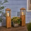Hot Sale ❤️ 2pk Claudine 47" Standing Acacia Wood Candle Outdoor Lanterns Teak - Christopher Knight Home 🎉 -Outdoor Lighting Store unnamed file 421