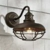 Promo 😍 Franklin Iron Works Rustic Outdoor Wall Light Fixture Farmhouse Bronze 9" Caged for Exterior House Deck 🔥 -Outdoor Lighting Store unnamed file 4212