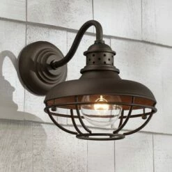 Promo 😍 Franklin Iron Works Rustic Outdoor Wall Light Fixture Farmhouse Bronze 9" Caged for Exterior House Deck 🔥
