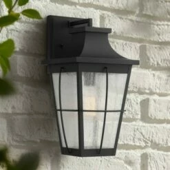 Brand new ๐ John Timberland Modern Outdoor Wall Light Fixture Matte Black 17 1/2" Clear Glass Exterior House Porch Patio Outside Deck Garage ๐ฅฐ