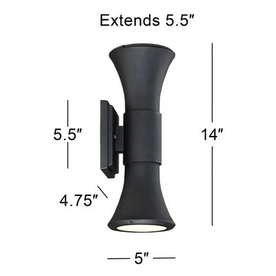 New ✨ Possini Euro Design Modern Outdoor Wall Light Fixture LED Textured Black 2-Light 14" Sanded Glass Up Down for Exterior House Porch 👏 6 New ✨ Possini Euro Design Modern Outdoor Wall Light Fixture LED Textured Black 2-Light 14" Sanded Glass Up Down for Exterior House Porch 👏 - Image 4