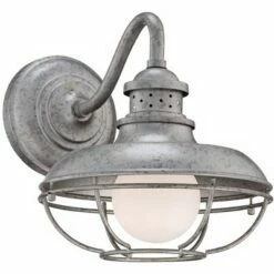 Cheap 😉 Franklin Iron Works Farmhouse Barn Light Fixture Galvanized Steel Open Cage 13" White Glass Diffuser Damp Rated for Porch Patio 🔥 -Outdoor Lighting Store unnamed file 4256