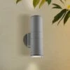 Budget 🥰 Possini Euro Design Modern Outdoor Wall Sconce Fixture Silver 11 3/4" Tempered Glass Lens Up Down for Exterior House Porch Patio 🌟