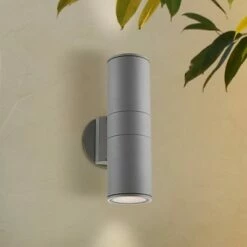 Budget ๐ฅฐ Possini Euro Design Modern Outdoor Wall Sconce Fixture Silver 11 3/4" Tempered Glass Lens Up Down for Exterior House Porch Patio ๐