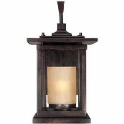 Budget 👏 Franklin Iron Works Modern Outdoor Wall Light Fixture Bronze Steel 16 1/2" Clear and Amber Frosted Glass for Exterior House Porch ⭐ -Outdoor Lighting Store unnamed file 4319