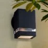 Budget ✨ Possini Euro Design Modern Outdoor Wall Light Fixture Black Rectangular 6 1/4" Tempered Clear Glass Up Down for Exterior Porch 🎁 -Outdoor Lighting Store unnamed file 4322