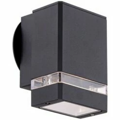 Budget ✨ Possini Euro Design Modern Outdoor Wall Light Fixture Black Rectangular 6 1/4" Tempered Clear Glass Up Down for Exterior Porch 🎁 -Outdoor Lighting Store unnamed file 4325