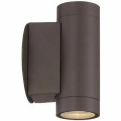 Flash Sale 💯 Possini Euro Design Modern Outdoor Wall Light Fixture Matte Bronze Cylinder 6 1/2" Tempered Glass Lens Up Down for Exterior House ⌛ -Outdoor Lighting Store unnamed file 4332