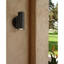 Flash Sale 💯 Possini Euro Design Modern Outdoor Wall Light Fixture Matte Bronze Cylinder 6 1/2" Tempered Glass Lens Up Down for Exterior House ⌛ -Outdoor Lighting Store unnamed file 4333