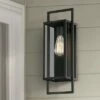Buy 🔔 Possini Euro Design Modern Outdoor Wall Light Fixture Textured Black Metal 19" Clear Glass Panel for Exterior House Porch Outside 👍
