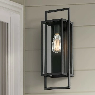 Buy 🔔 Possini Euro Design Modern Outdoor Wall Light Fixture Textured Black Metal 19" Clear Glass Panel for Exterior House Porch Outside 👍 2 Buy 🔔 Possini Euro Design Modern Outdoor Wall Light Fixture Textured Black Metal 19" Clear Glass Panel for Exterior House Porch Outside 👍