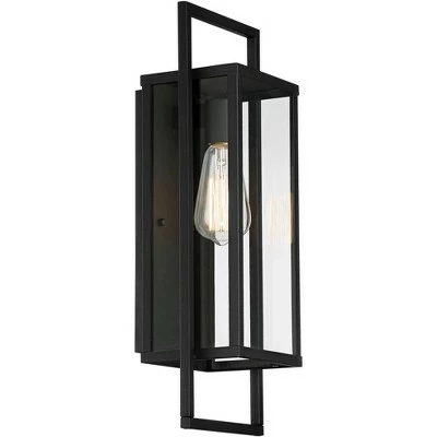Buy 🔔 Possini Euro Design Modern Outdoor Wall Light Fixture Textured Black Metal 19" Clear Glass Panel for Exterior House Porch Outside 👍 5 Buy 🔔 Possini Euro Design Modern Outdoor Wall Light Fixture Textured Black Metal 19" Clear Glass Panel for Exterior House Porch Outside 👍 - Image 4