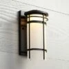 Budget 😀 Possini Euro Design Modern Outdoor Wall Light Fixture Bronze Metal 12 3/4" Glass Shade for Exterior House Porch Patio Outside 🔔 -Outdoor Lighting Store unnamed file 4408