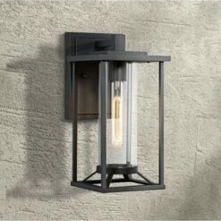 Best Pirce 💯 Minka Lavery Trescott 14 1/4" High Black Outdoor Wall Light ✔️