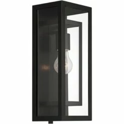 Budget 🎁 Possini Euro Design Modern Outdoor Wall Light Fixture Black Metal 16 1/2" Clear Glass for Exterior House Porch Patio Outside Deck 😉 -Outdoor Lighting Store unnamed file 4475