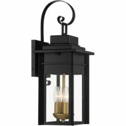 Flash Sale ❤️ Franklin Iron Works Industrial Outdoor Wall Light Fixture Warm Brass Black Metal 17" Clear Glass Exterior House Patio Outside Deck 💯 -Outdoor Lighting Store unnamed file 4508