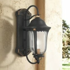 Best Sale 💯 Minka Lavery Peale Street 17" H Sand Coal and Vermeil Gold Outdoor Wall Light 👏
