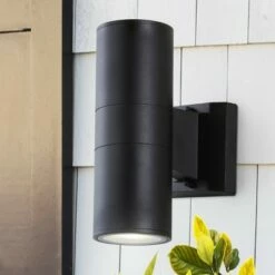 Hot Sale 🌟 JONATHAN Y 6" LED Metal/Glass Cylinder Outdoor Sconce with Black - Jonathan Y 🎁 -Outdoor Lighting Store unnamed file 4671