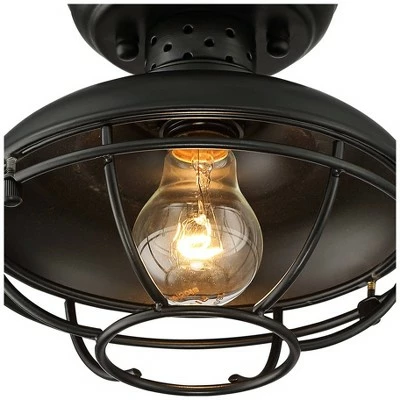 Wholesale 😀 Franklin Iron Works Farmhouse Vintage Outdoor Ceiling Light Fixture Black 8 1/2" Open Metal Cage for Exterior House Porch Patio ❤️ 3 Wholesale 😀 Franklin Iron Works Farmhouse Vintage Outdoor Ceiling Light Fixture Black 8 1/2" Open Metal Cage for Exterior House Porch Patio ❤️ - Image 2