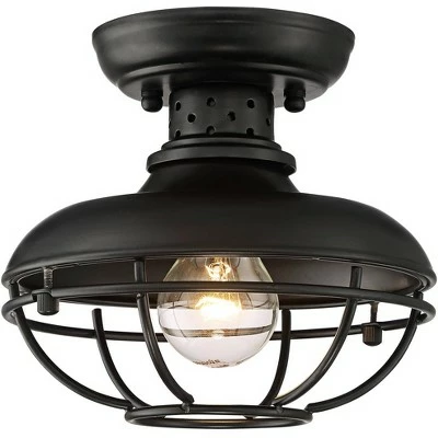 Wholesale 😀 Franklin Iron Works Farmhouse Vintage Outdoor Ceiling Light Fixture Black 8 1/2" Open Metal Cage for Exterior House Porch Patio ❤️ 4 Wholesale 😀 Franklin Iron Works Farmhouse Vintage Outdoor Ceiling Light Fixture Black 8 1/2" Open Metal Cage for Exterior House Porch Patio ❤️ - Image 3