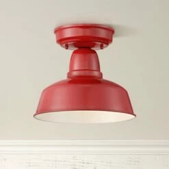 Cheap 👏 John Timberland Farmhouse Outdoor Ceiling Light Fixture Urban Barn Red Metal 10 1/4" for Exterior House Porch Patio ❤️