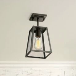 Best Pirce ⭐ John Timberland Modern Outdoor Ceiling Light Fixture Mystic Black 6" Clear Glass Damp Rated for Exterior House Porch Patio 🌟