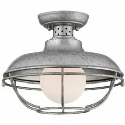 Discount 💯 Franklin Iron Works Rustic Farmhouse Outdoor Ceiling Light Galvanized Steel Cage 12" White Glass Orb for Exterior House Porch 🌟 -Outdoor Lighting Store unnamed file 4717