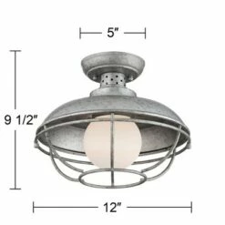 Discount 💯 Franklin Iron Works Rustic Farmhouse Outdoor Ceiling Light Galvanized Steel Cage 12" White Glass Orb for Exterior House Porch 🌟 -Outdoor Lighting Store unnamed file 4718