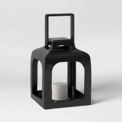 Promo 👍 Smith & Hawken 6.5" x 5" Aluminum Cast Metal Pillar Outdoor Lantern Black - Smith & Hawken™ ✔️