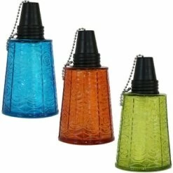 Deals 🥰 Sunnydaze Decor Sunnydaze Outdoor Refillable Glass Tabletop Torches with Long-Lasting Fiberglass Wicks - Blue, Orange, and Green - 3pc 👏 -Outdoor Lighting Store unnamed file 4900