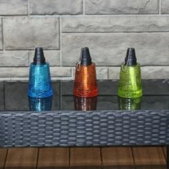 Deals 🥰 Sunnydaze Decor Sunnydaze Outdoor Refillable Glass Tabletop Torches with Long-Lasting Fiberglass Wicks - Blue, Orange, and Green - 3pc 👏 -Outdoor Lighting Store unnamed file 4902