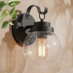 Hot Sale 🎉 Metal/Glass Globe Outdoor Wall Lamp - LNC Black 😉