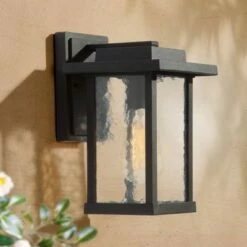 Budget ✨ 11" Metal/Glass Outdoor Wall Lamp Black - LNC 🛒
